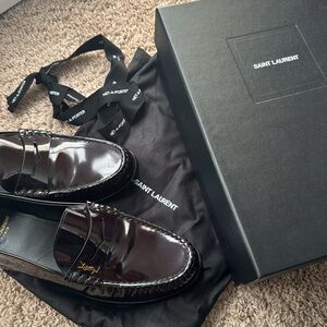 YSL Burgundy Patent Loafers - size 40 (fits US size 9) - New Never Worn - Box
